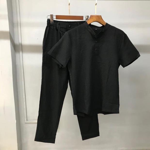 Bộ Đũi Nam Set Đũi Quần Dài Đũi Áo Đũi Ngắn , Quần Dài Đũi + Áo Cộc Chất Mát Nhẹ Như Không