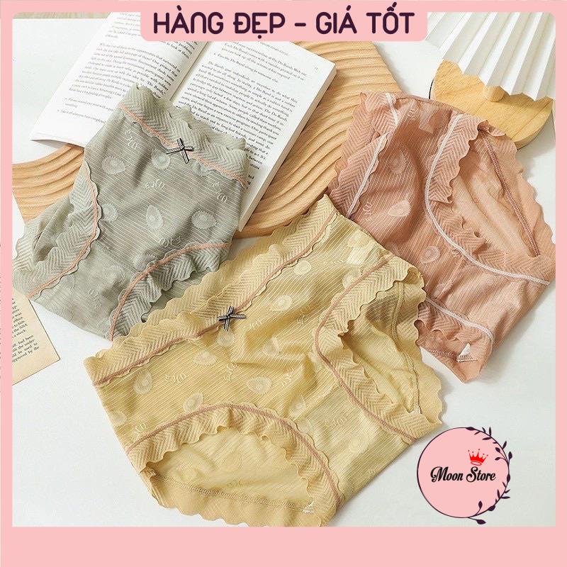 Quần lót nữ ren viền kháng khuẩn xuyên thấu mềm mại thoáng mát đính nơ nhỏ 3226
