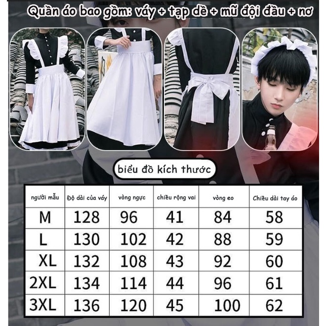 Bộ Đồ Hóa Trang Cô Hầu Gái Lolita Họa Tiết Rằn Ri Phong Cách Nhật Bản Dễ Thương