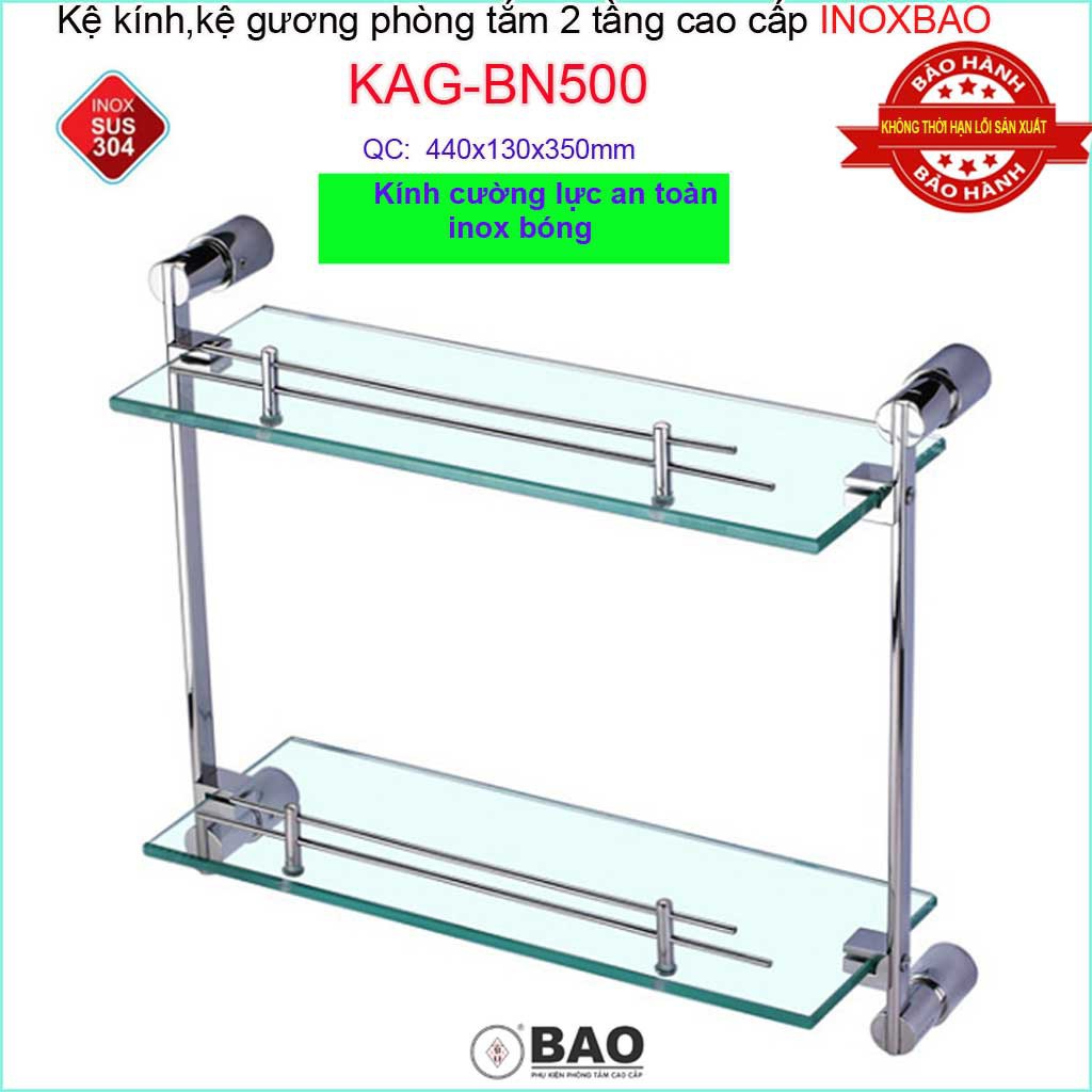 Kệ kính phòng tắm 2 tầng Inox Bảo KAG-BN500