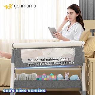 Nôi em bé ghép giường bố mẹ có chức năng bập bênh ru ngủ và 5 mức nâng hạ,Nôi cho bé gấp gọn tặng kèm nệm, màn, bánh xe
