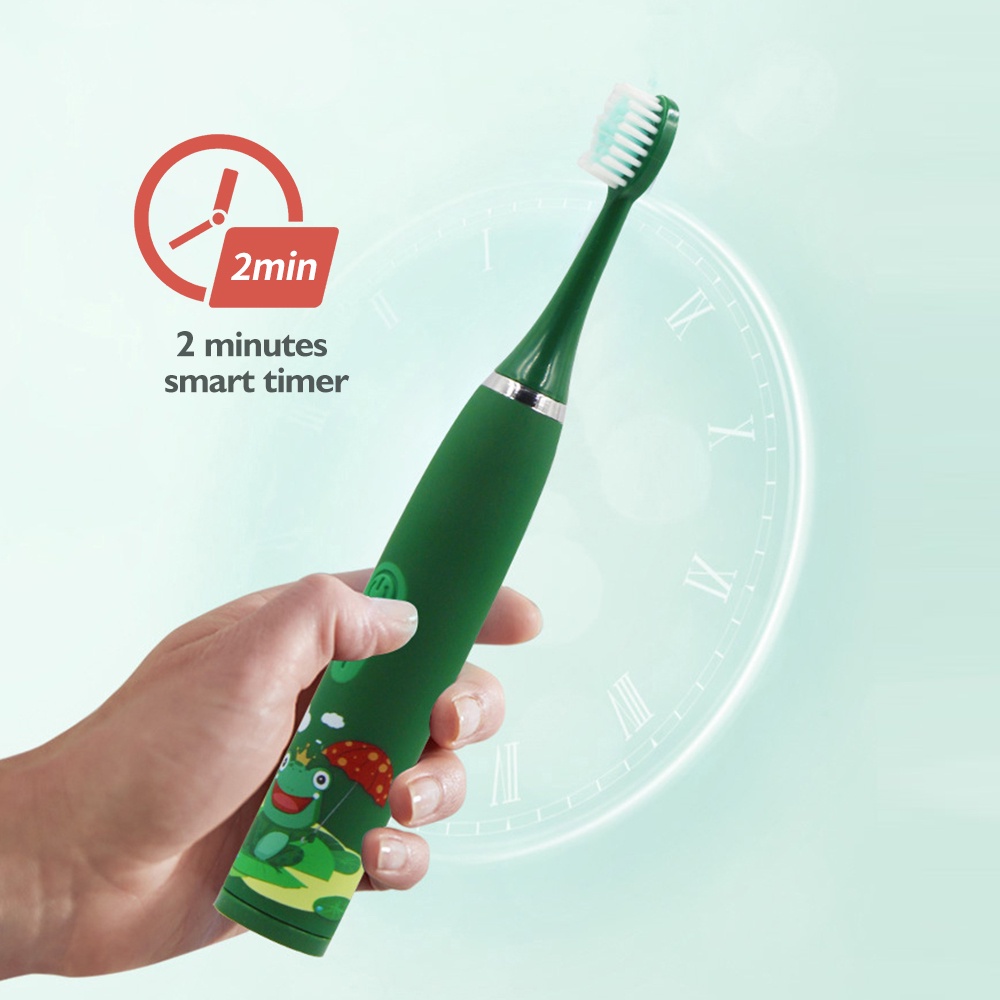 Bàn chải điện / Bàn Chải Đánh Răng Điện Siêu Âm Họa Tiết Hoạt Hình Với Đầu Bàn Chải Đánh Răng Thay Thế Cho Bé bàn chải điện