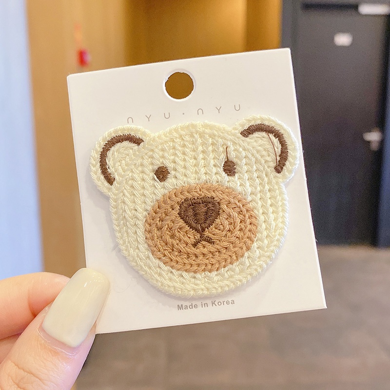 Kẹp tóc vải dệt kim hình gấu kiểu Hàn Quốc dễ thương