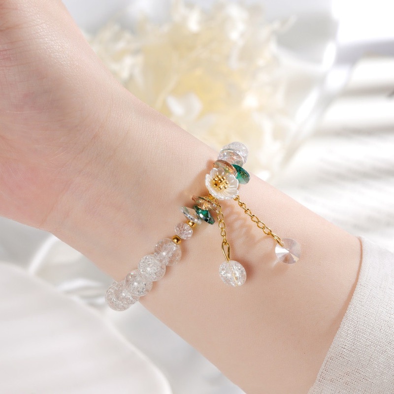 Vòng Tay Co Giãn Mặt Hoa Cúc Đính Đá Pha Lê Phong Cách Hàn Quốc