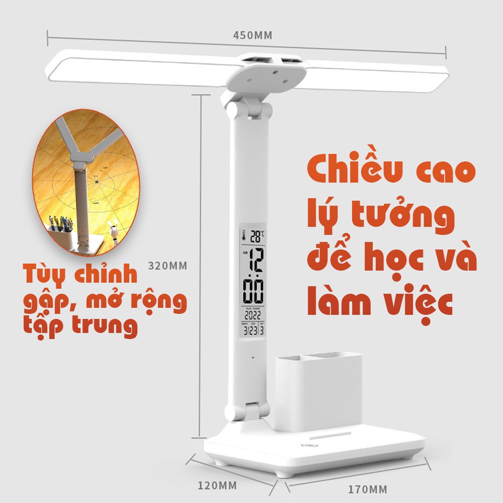 Đèn học tích điện, Tiger Life chống cận Có màn hình LCD hiển thị đa thông tin dung lượng khủng 3200Mh bảo vệ thị lực