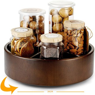 Khay đựng hũ gia vị, mứt tết, bánh kẹo bằng gỗ [XOAY 360 ĐỘ, FREESHIP] đa năng 5 ngăn