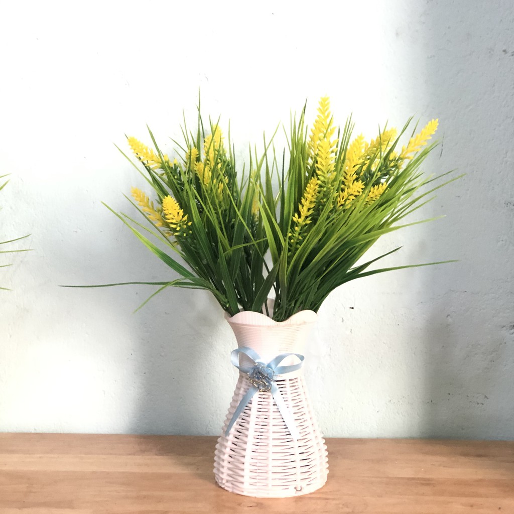 Bình hoa giả bình hoa lá cỏ (cả lọ và hoa)