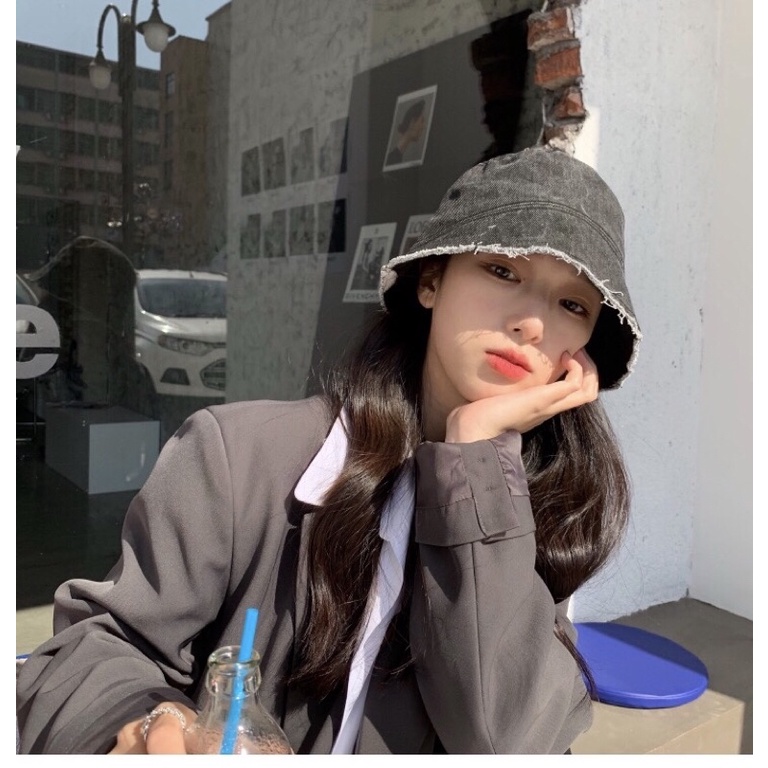 Mũ bucket bò vintage nón bò rách mũ tai bèo vintage cá tính phong cách Hàn Quốc unisex