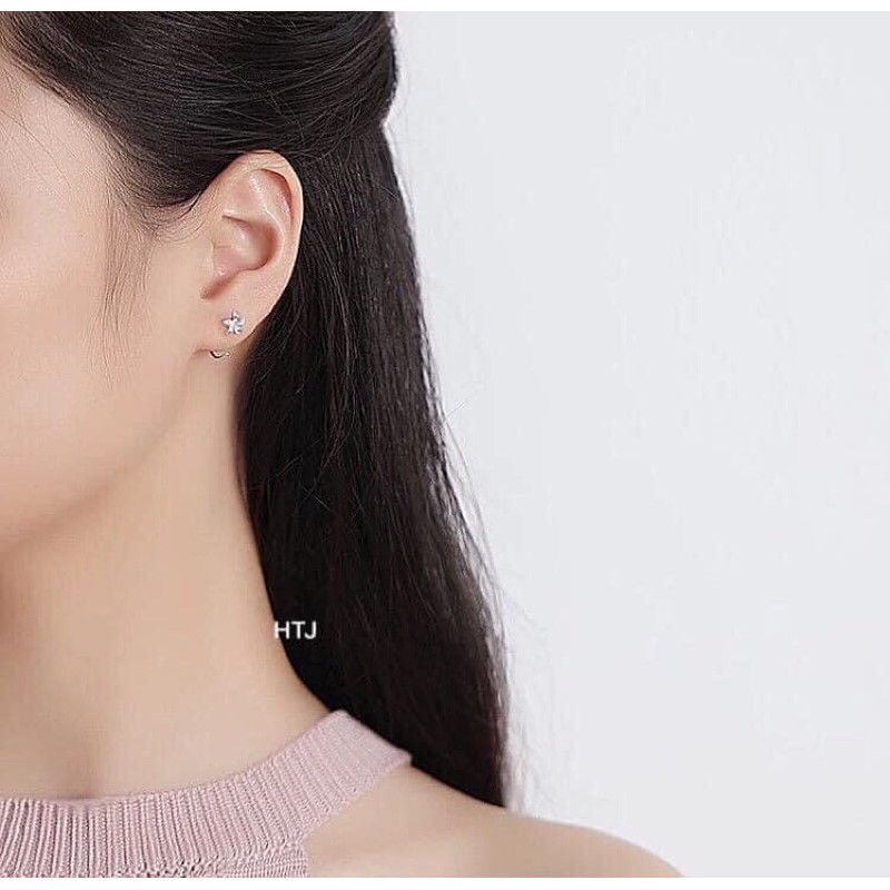 BÔNG TAI HOA DẠNG MÓC BẠC TA ĐEO XINH LẮM NHA