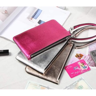Ví FOREVER 21 chữ nhật cầm tay ánh kim bạc, vàng, hồng cánh sen