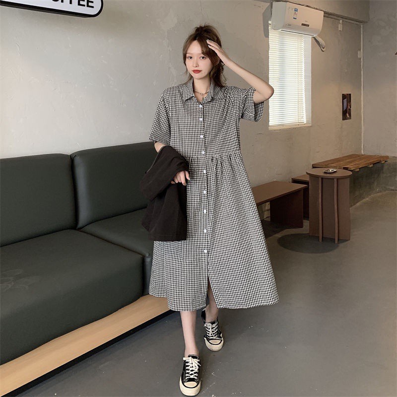 Set Đầm Sơ Mi Sọc Ca Rô + Áo Khoác Cardigan Không Tay Phong Cách Retro Hàn Quốc  váy | BigBuy360 - bigbuy360.vn