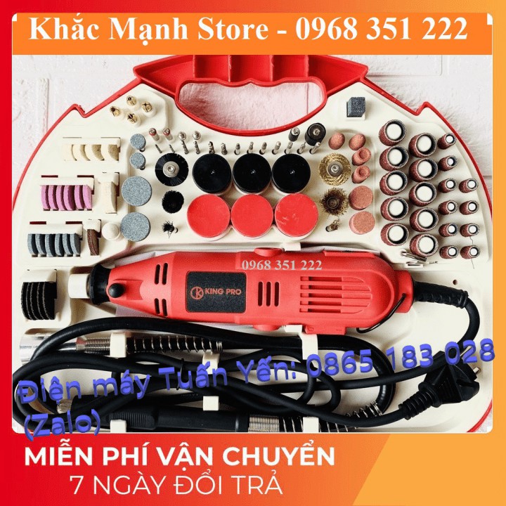 Bộ Máy Khoan Mài cắt Khắc mini Đa Năng Kingpro 200W 100 chi tiết (Đỏ) Điều Chỉnh 6 tốc độ