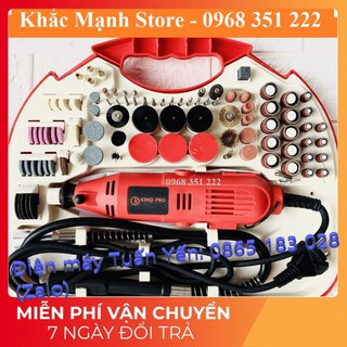 Bộ Máy Khoan Mài cắt Khắc mini Đa Năng Kingpro 200W 100 chi tiết (Đỏ) Điều Chỉnh 6 tốc độ