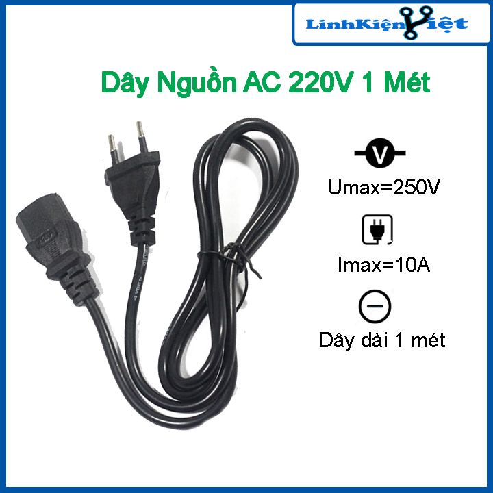 Dây nguồn đa năng 220V dài 1m sử dụng cho nồi cơm điện, ấm nước các thiết bị điện