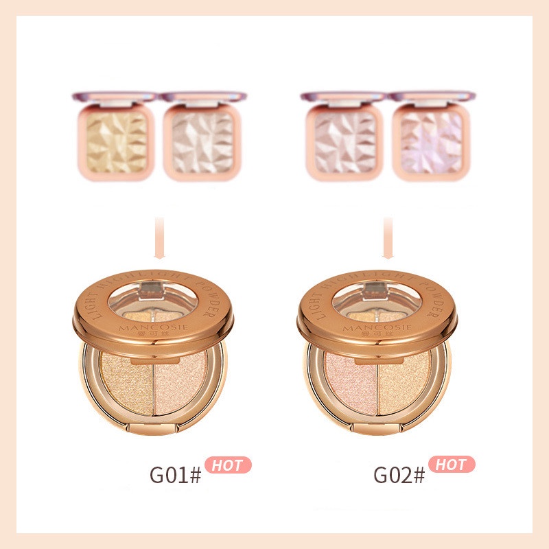 Bảng phấn trang điểm Mancosie bắt sáng và tạo khối 2 tông màu tùy chọn