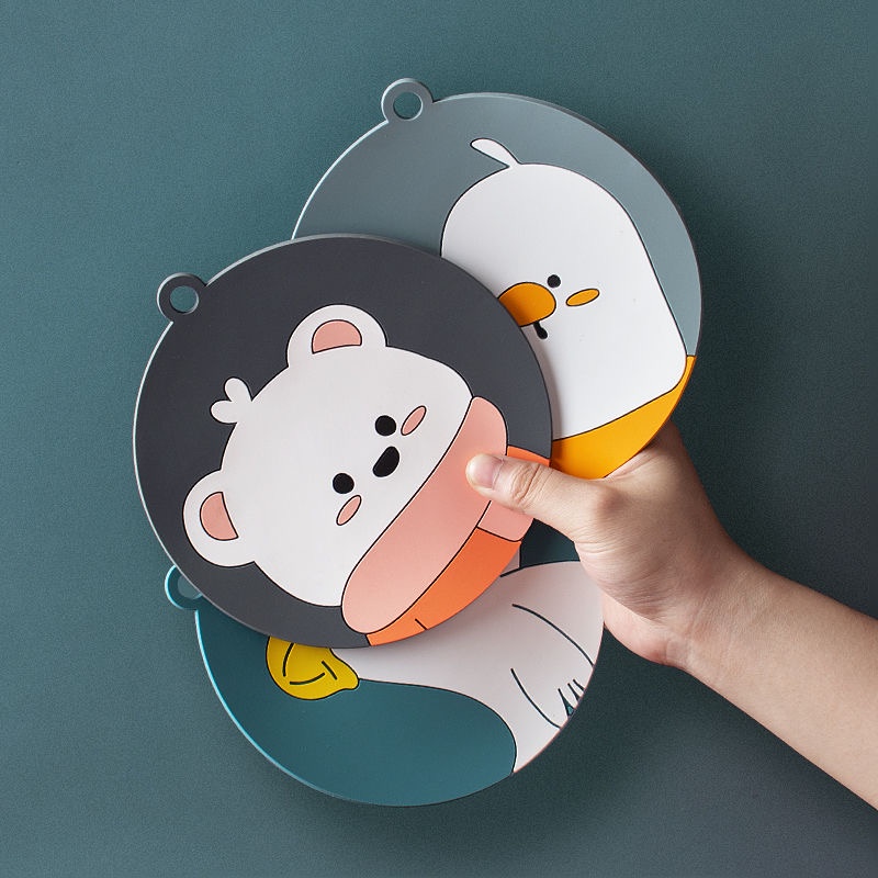Miếng Lót Bàn Ăn Bằng Cao Su Dày Cách Nhiệt Chống Bỏng Hình Hoạt Hình Dễ Thương Cho Nhà Bếp