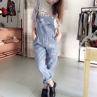 Quần yếm jean Love Girl