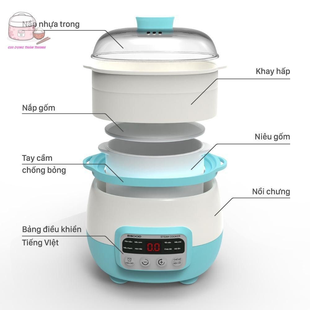 Nồi nấu cháo chậm, nồi ninh hầm 2GOOD A300 dung tích 1,6L chính hãng bảo hành 24 tháng, Nấu cháo cho