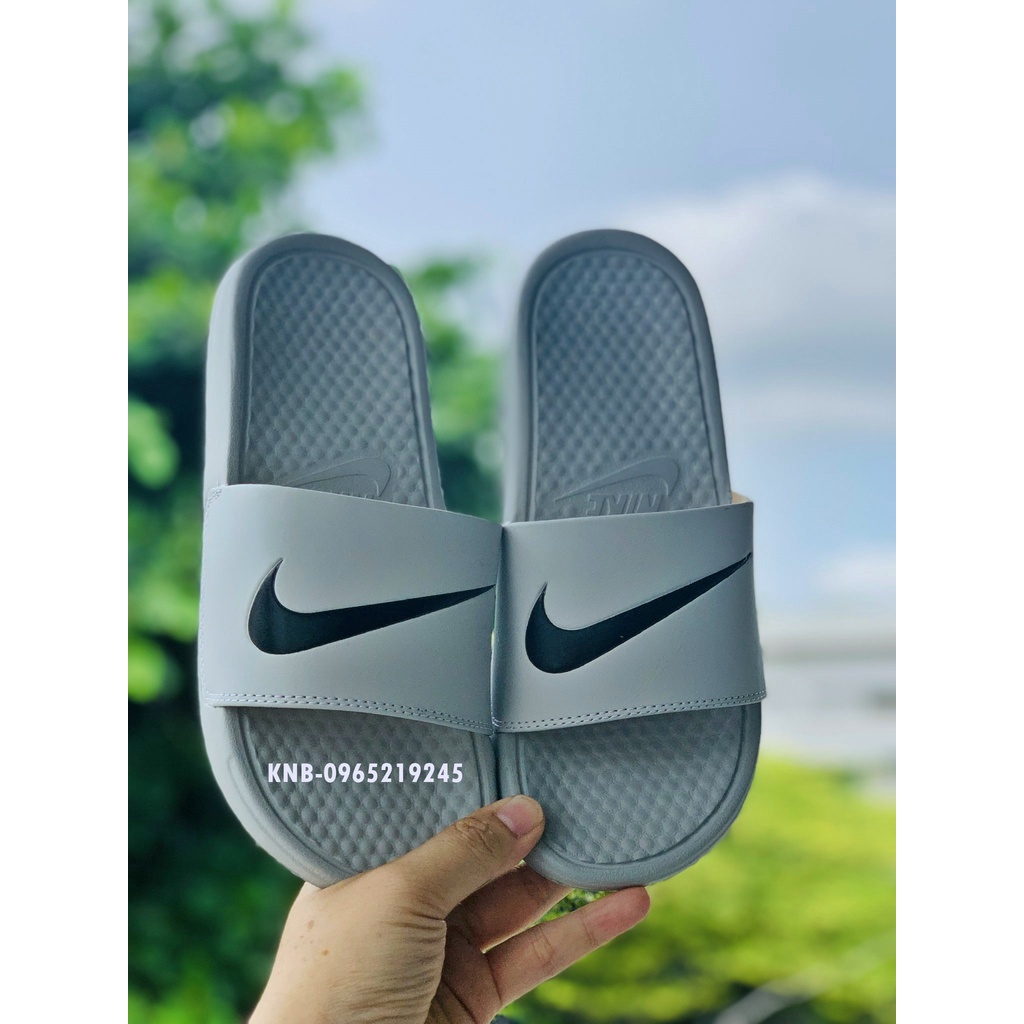 ♥️ Sale sốc+Ảnh Thật ♥️dép nike quai ngang nam nữ, dép quai ngang thể thao nam nữ 𝐍𝐈𝐊𝐄-𝐁𝐞𝐧𝐚𝐬𝐬𝐢 màu xám logo đen