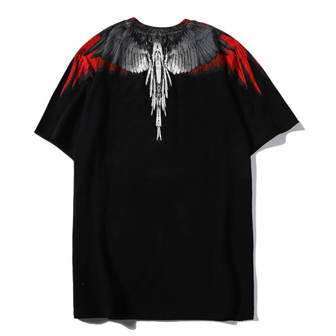 Áo thun cotton tay ngắn in hình đôi cánh màu trắng đen thời trang
