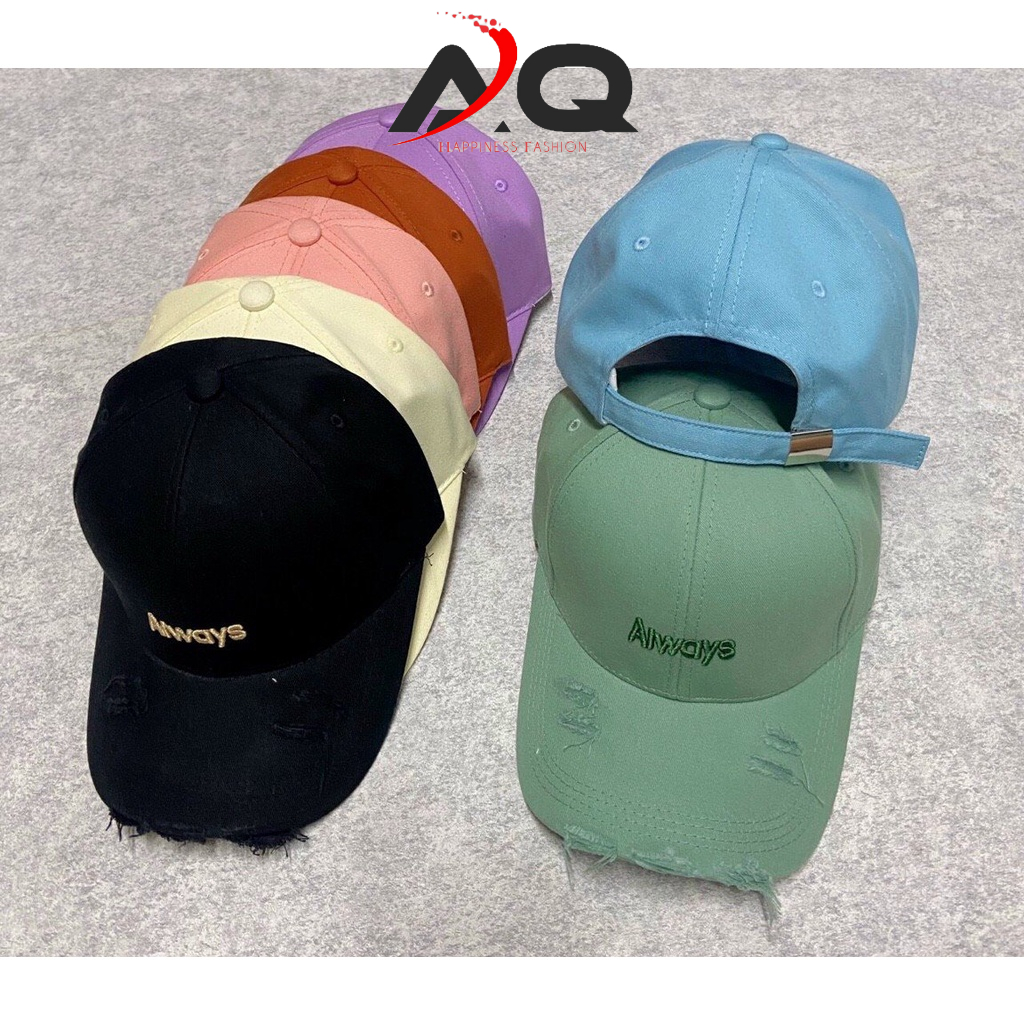 Mũ lưỡi trai Nón kết thêu chữ Always kiểu rách tua chất kaki cao cấp form unisex nam nữ hợp thời trang AQ STORE