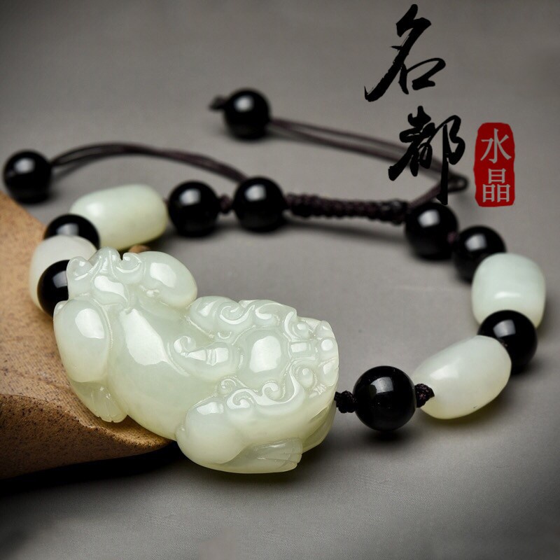 Vòng Tay Hạt Đá Ngọc Bích Trắng Sang Trọng Cho Cặp Đôi