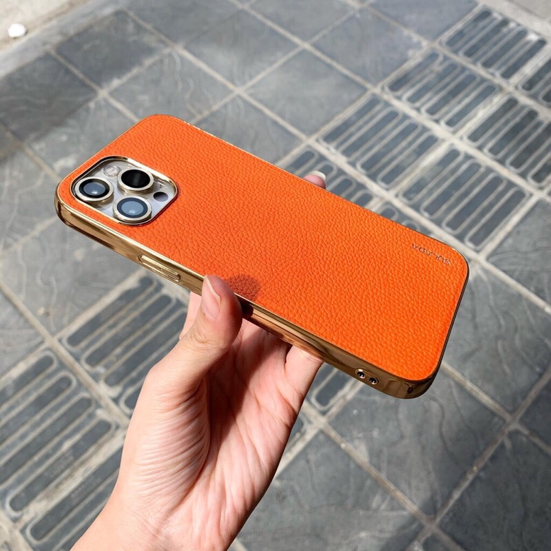 🌟CHÍNH HÃNG🌟 Ốp da SULADA sần cao cấp mạ viền vàng gold sang trọng iphone X XS / MAX /11 12 MINI PRO MAX