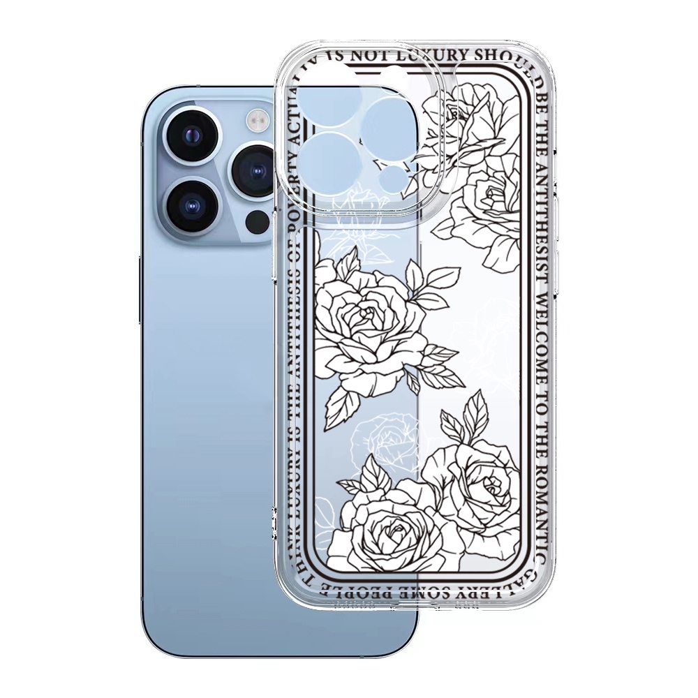 Ốp Điện Thoại TPU Gel Đệm Khí Chống Rơi Hình Hoa Màu Trong Suốt iPhone 13 Pro Max 14 12 iPhone 11 XR 8 7 SE 2022
