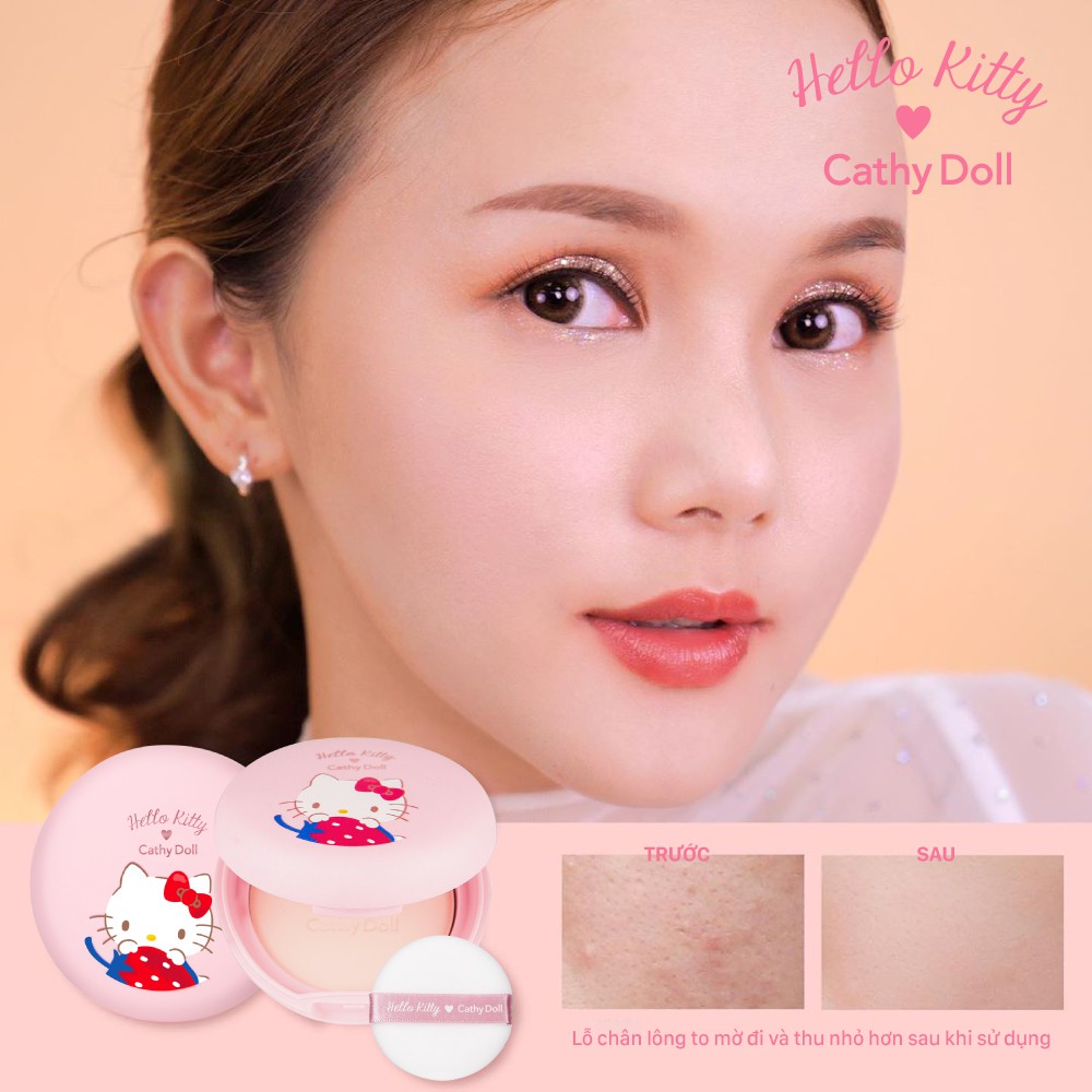 Phấn phủ kiềm dầu chống bóng nhờn Hello Kitty Cathy Doll Oil Control Blur Pact 6.5g Translucent | BigBuy360 - bigbuy360.vn