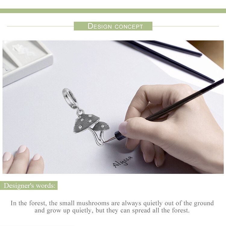 Mặt Trang Trí Bamoer Cho Vòng Đeo Tay/ Vòng Cổ bạc 925 Tạo Hình Nấm Xinh Xắn SCC1060