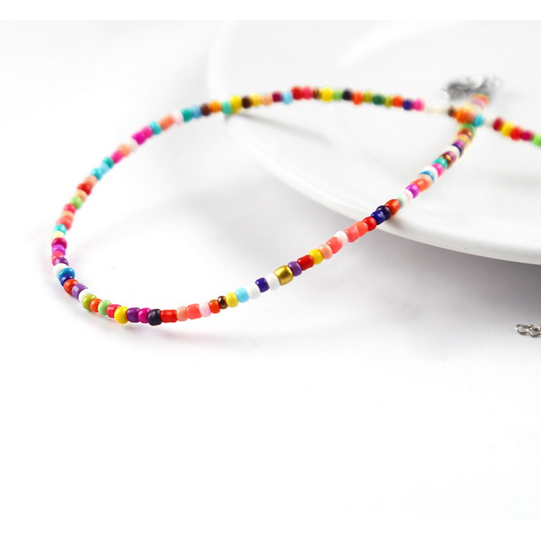 Dây chuyền choker chuỗi hạt nhiều màu sắc thời trang phong cách Boho cho nữ