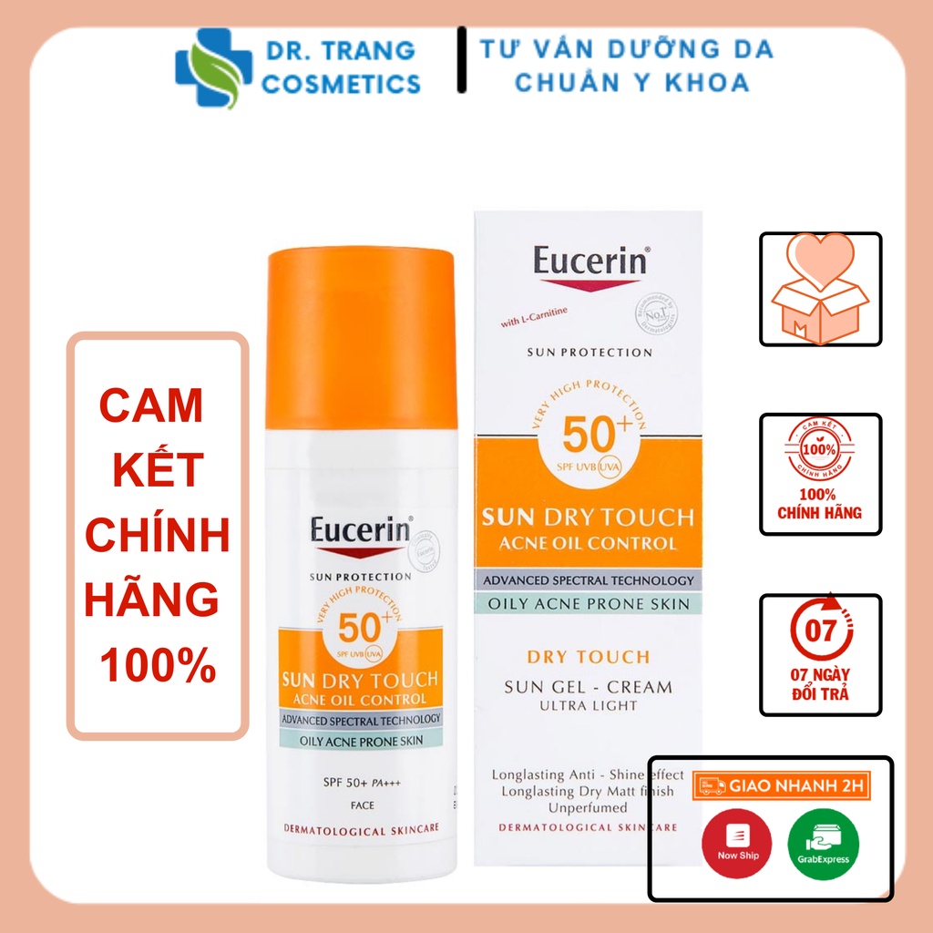 [CHÍNH HÃNG] Kem Chống Nắng Eucerin Cho Da Dầu Mụn Eucerin Sun Gel-Cream Dry Touch Oil Control SPF50+ 50ml - Giảm Nhờn