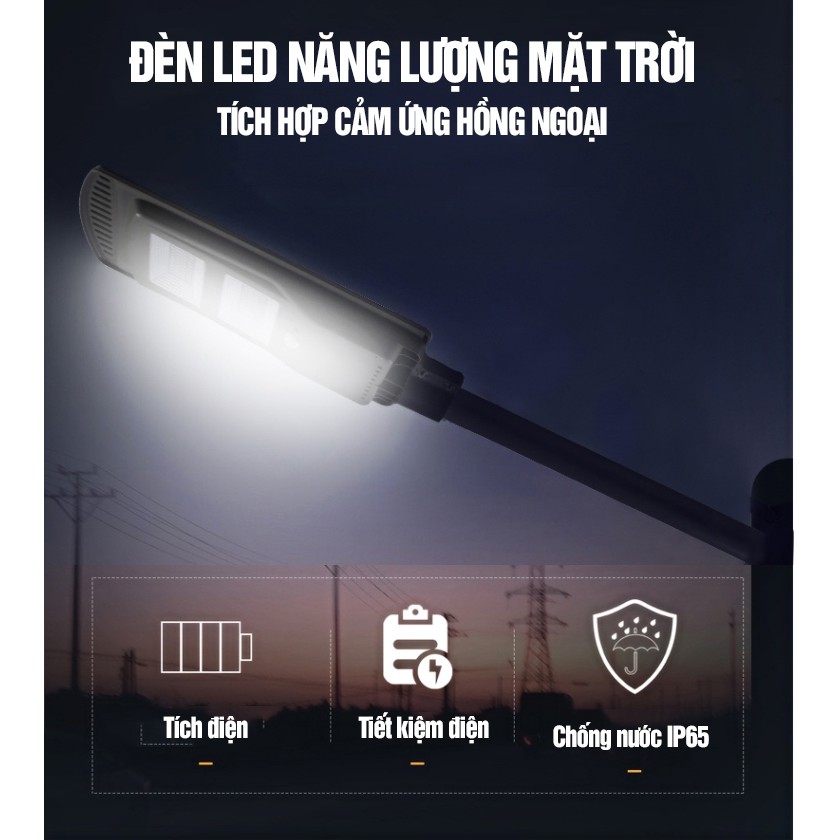 Đèn Pha Led  Nhiều Bóng, Năng Lượng Mặt Trời, Chống Nước, Đèn Đường Ngoài Trời, Cảm Biến Hồng Ngoại 20W – 40W- 60W