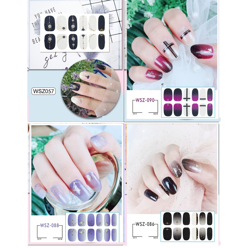 Bộ dán móng tay nail sticker 12 hình không thấm nước, độ đàn hồi tốt.