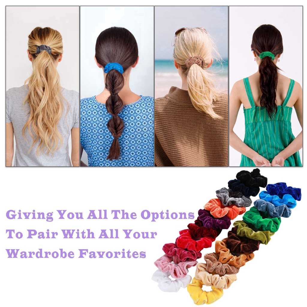 Colorful Velvet Elastic Hair Scrunchies/ Women Simple Hair Bands/ INS Girls Daily Basic Rubber Bands