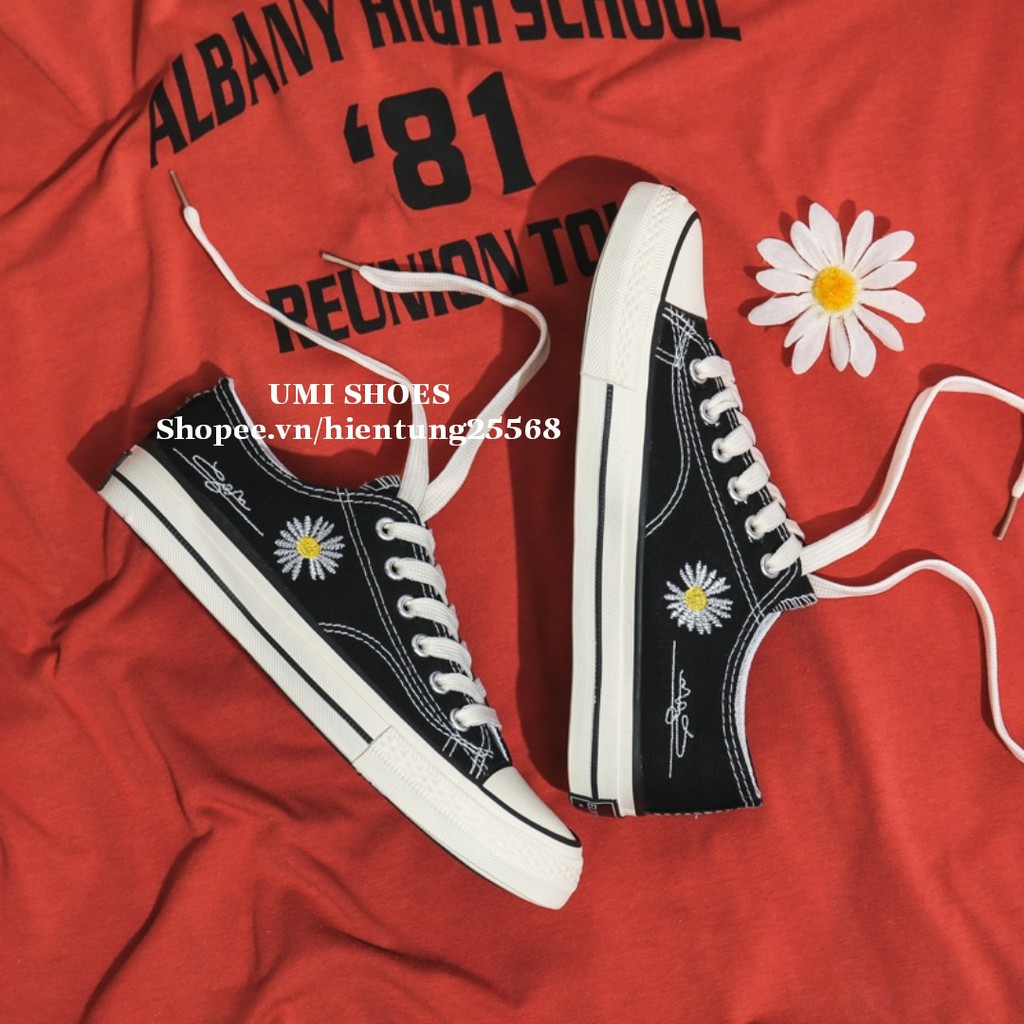 [LOẠI ĐẸP] Giày thể thao hoa cúc chữ kí thấp cổ đế bằng màu đen êm mềm thoáng chân xinh giá rẻ đi học đi chơi đi làm | BigBuy360 - bigbuy360.vn