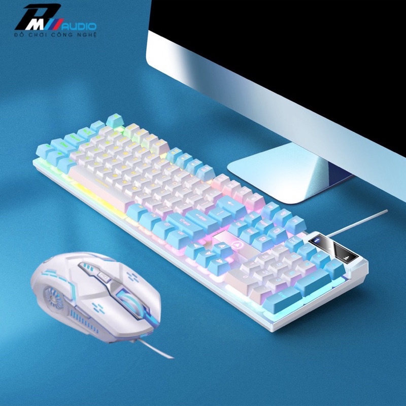 COMBO BÀN PHÍM K500 GIẢ CƠ LED XUYÊN CHỮ VÀ CHUỘT G5 LED RGB SIÊU GIÁ RẺ CHẤT LƯỢNG, BẢO HÀNH 6 THÁNG -BMVAUDIO