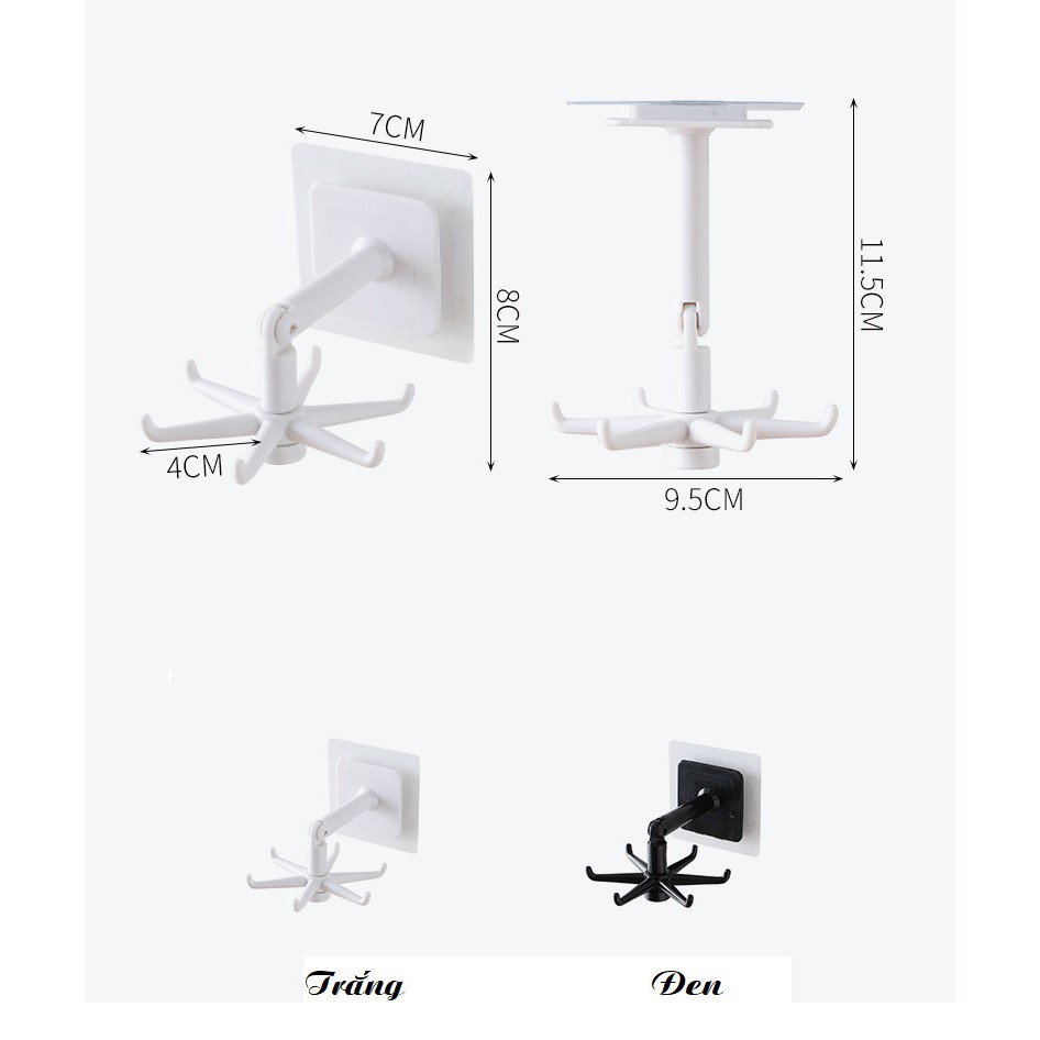 Móc Dán Treo Đồ Nhà Bếp/Móc Treo Vá Muỗng Thìa Xoay 360° Siêu Tiện Lợi