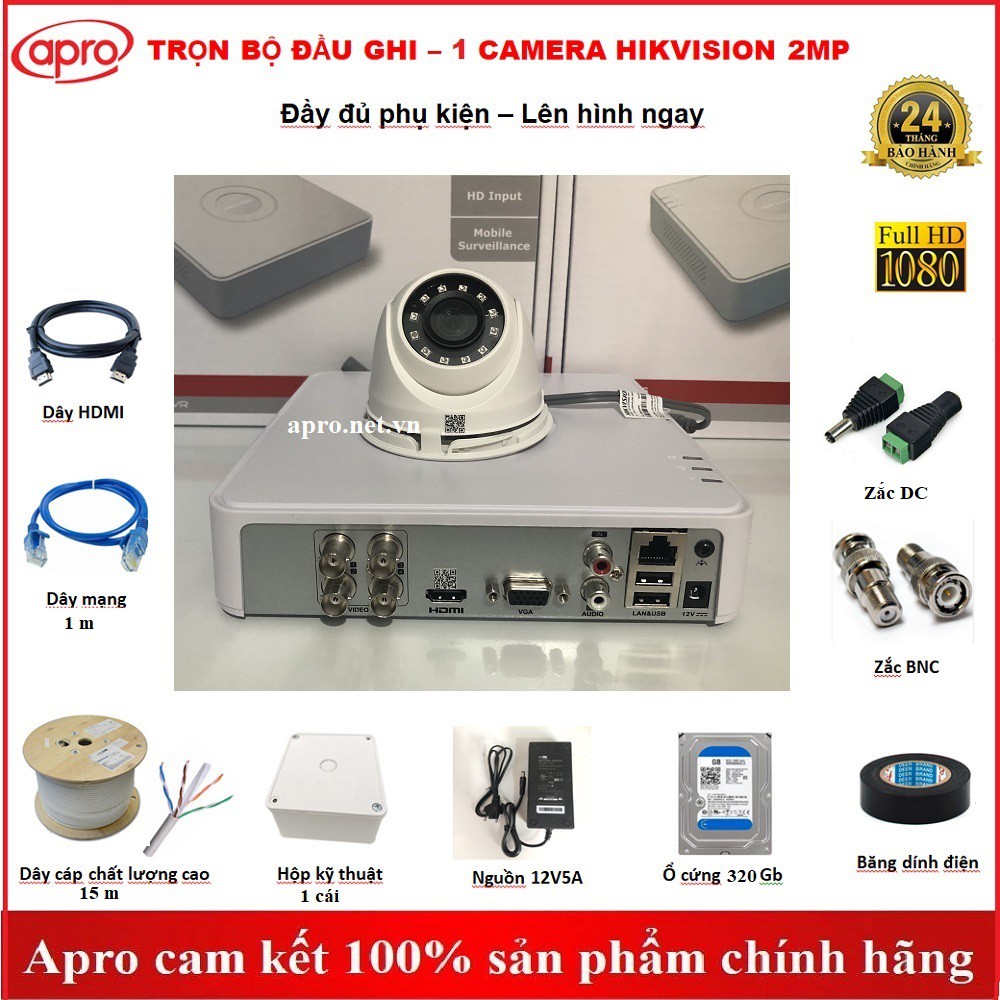 Trọn bộ đầu ghi hình, camera Hikvision chính hãng giá rẻ