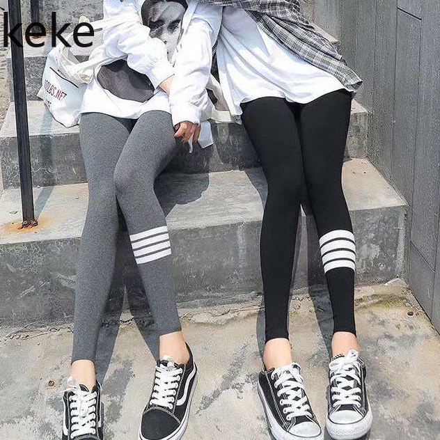 Quần Legging Thể Thao Họa Tiết Kẻ Sọc Lưng Cao Thời Trang Dành Cho Nữ