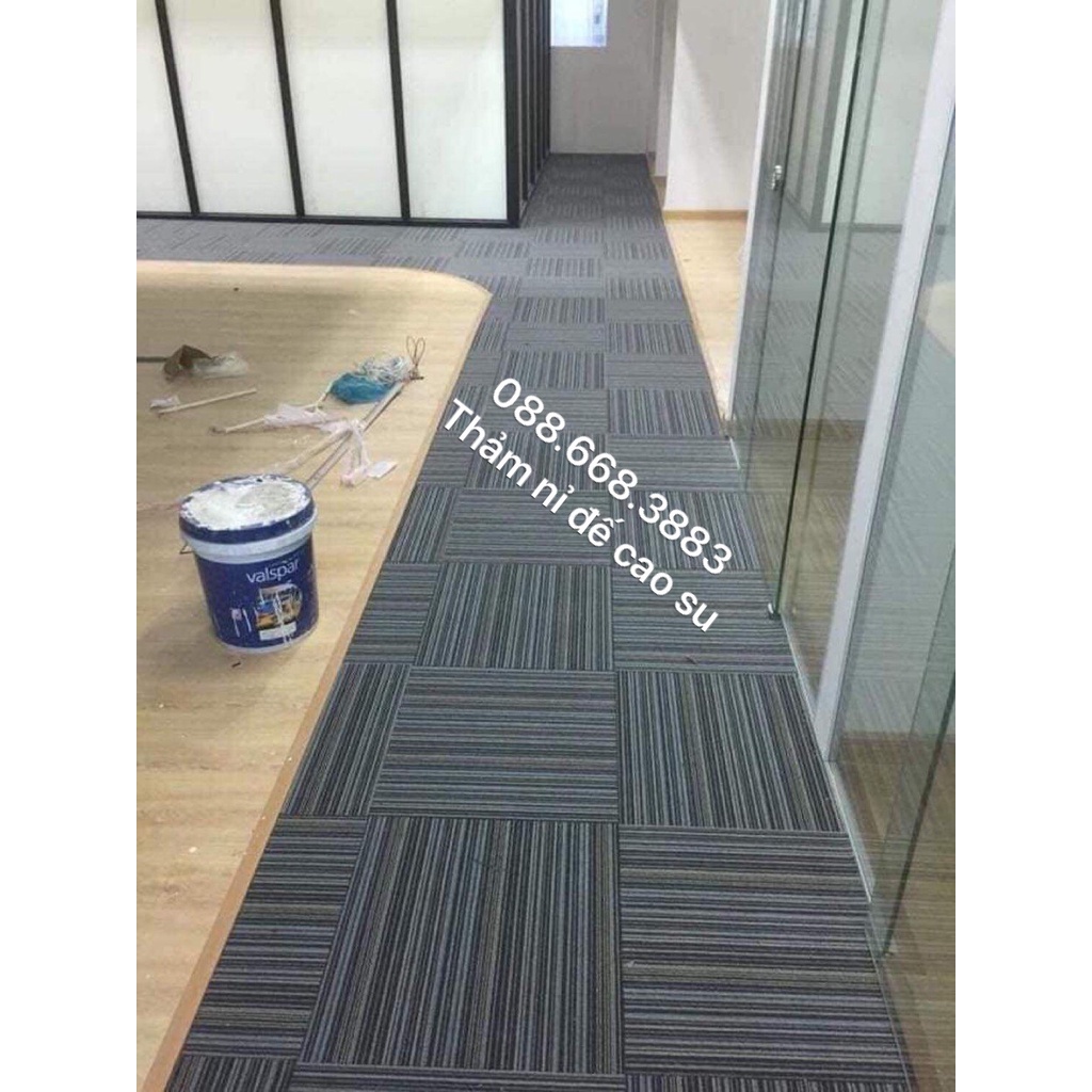 1 Tấm Thảm nỉ ghép đế cao su vân kẻ 50*50 Cao Cấp