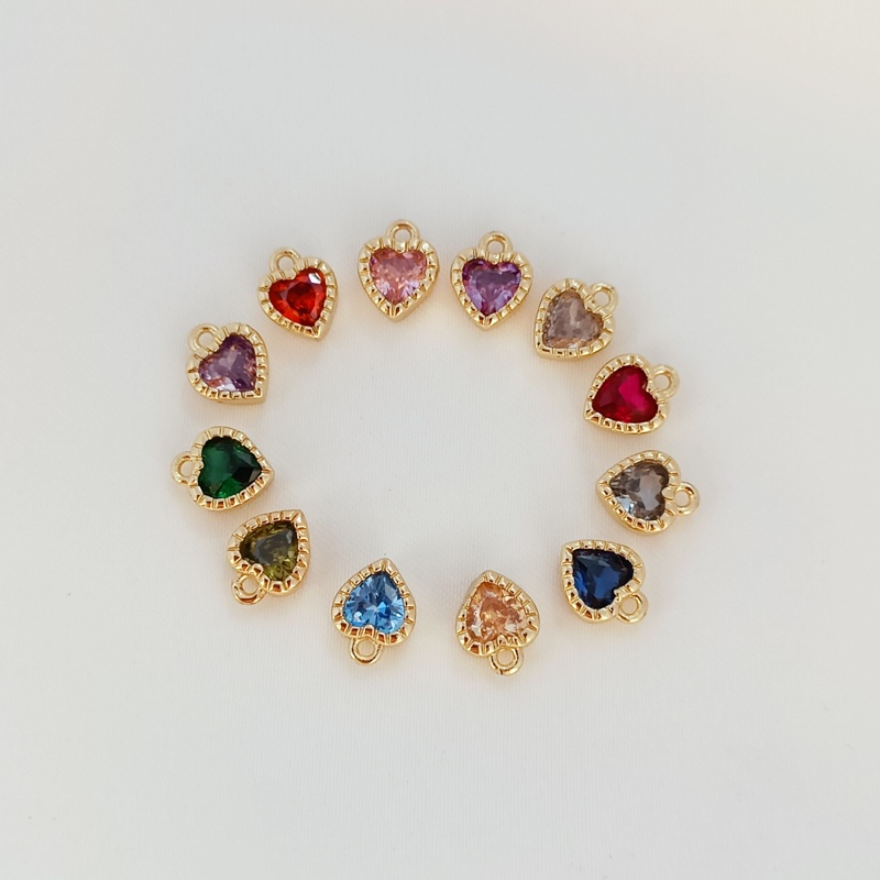 hạt charm Mặt Trang Sức Hình Trái Tim Bằng Đồng 14K Màu Sắc Vàng Đồng DIY