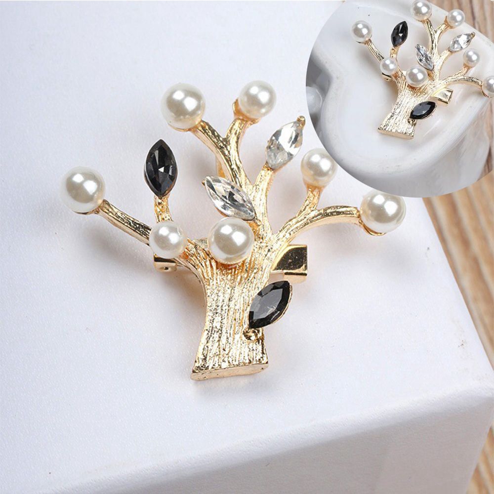 Huy hiệu cài áo hình cành cây đính ngọc thời trang