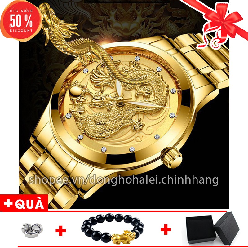 Đồng hồ nam DRAGON Mặt Rồng Mạ Vàng Cao Cấp #8