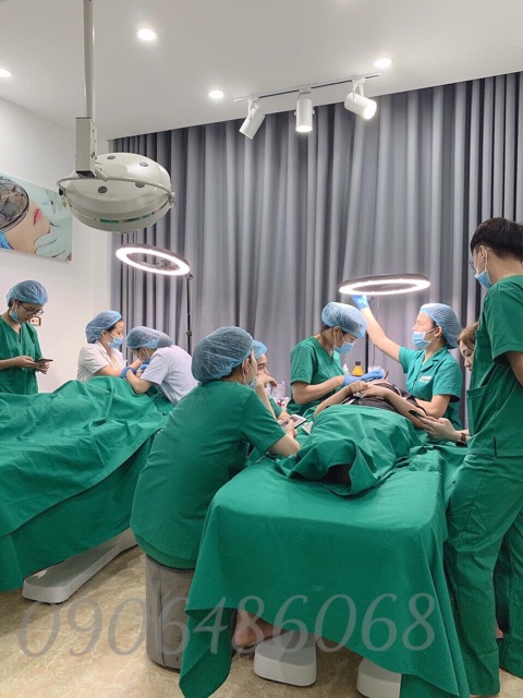 Tấm vải xanh phủ giường phẫu thuật (KT 1m5 *2m)