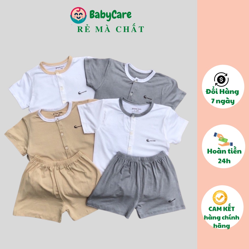 Đồ Bộ Bé Gái, Bé Trai Minky Mom Vải Thun Lạnh Trơn xẻ cúc giữa, Bộ Quần Áo Cộc Tay Cho Bé Mặc Hè Thoáng Mát