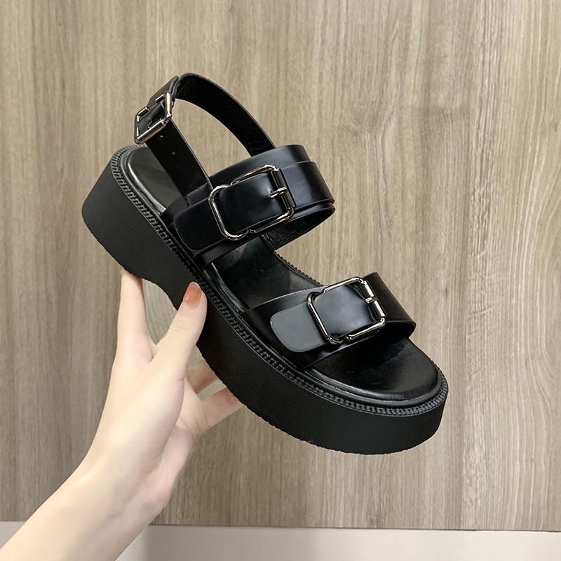 Giày Sandal Hở Ngón Mũi Tròn Đế Dày Thoải Mái Có Quai CàiPhong Cách Mới Hợp Thời Trang