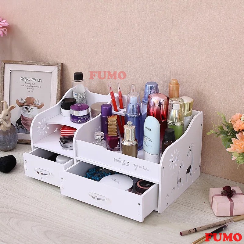 Kệ đựng mỹ phẩm đa năng hoạ tiết cây dừa đồ decor trang trí phòng đẹp FUMO SP003