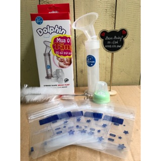 (Tặng thêm 5 túi trữ sữa) Hút sữa xilanh Dolphin 100ml