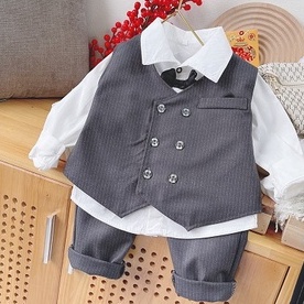 Set vest sọc đính nút cho bé trai MINTSCLOSET Mint's Closet từ 2-5 tuổi - TD4065